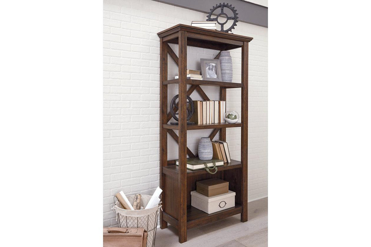 Baldridge Rustic Brown 75" Bookcase by Ashley at Eve Furniture
