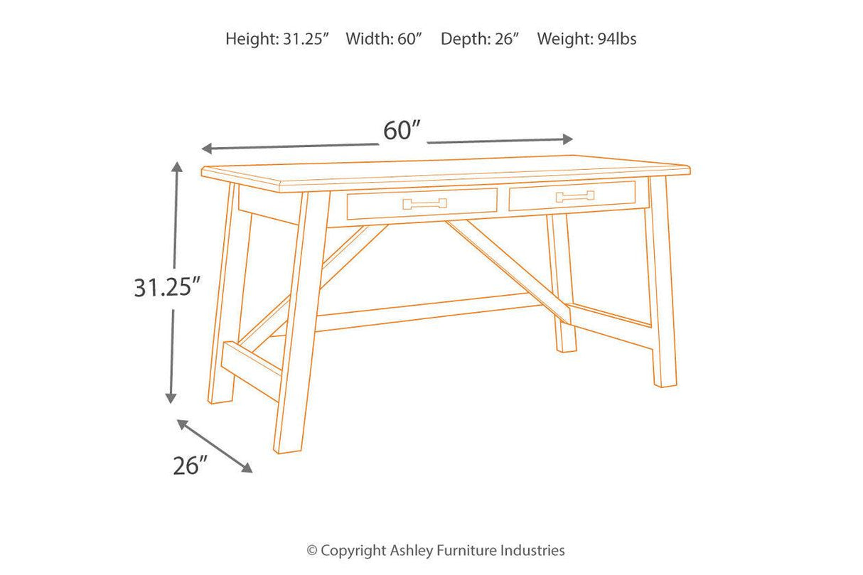 Baldridge Rustic Brown Home Office Desk by Ashley at Eve Furniture