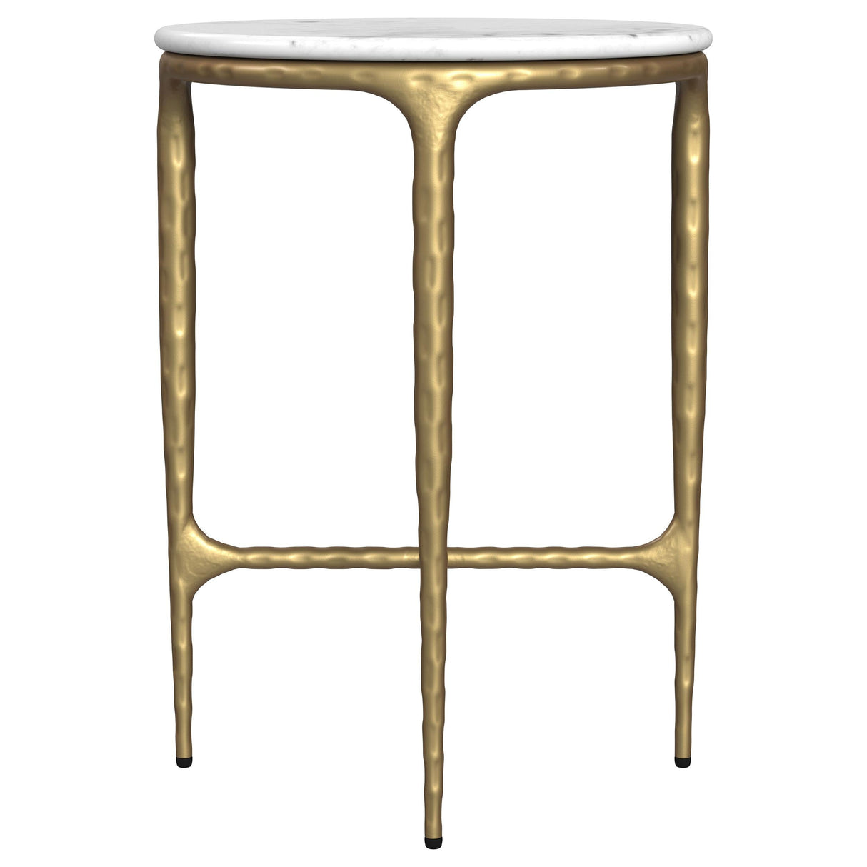 Baldwin White and Gold Round Marble Top Side Table by Coaster at Eve Furniture