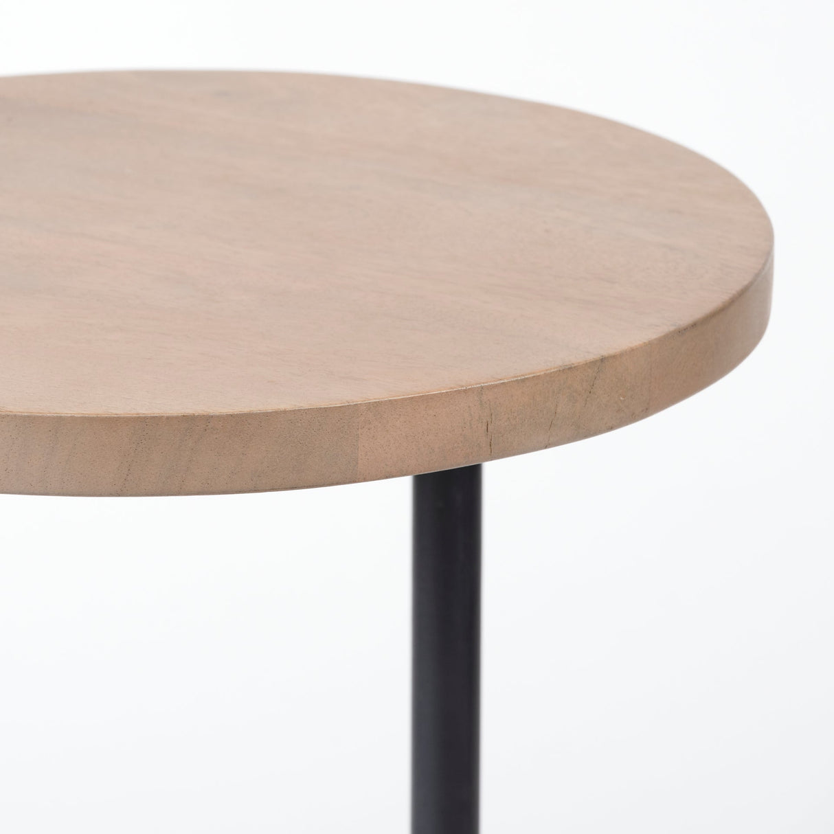 Ballatine Brown Wood Round Top w/ Black Metal Base Accent Table by Mercana at Eve Furniture