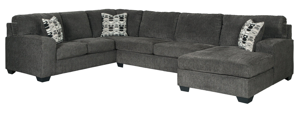 Ballinasloe Smoke 3-Piece Right Arm Facing (RAF) Chaise Sectional by Ashley at Eve Furniture