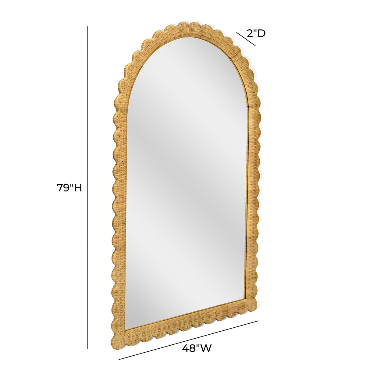 Bama 48" x 79" Jumbo Natural Rattan Arched Wall Mirror by TOV Furniture at Eve Furniture