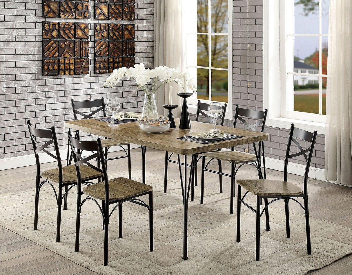 Banbury Dark Bronze/Natural 7 Pc. Dining Table Set by Furniture of America at Eve Furniture