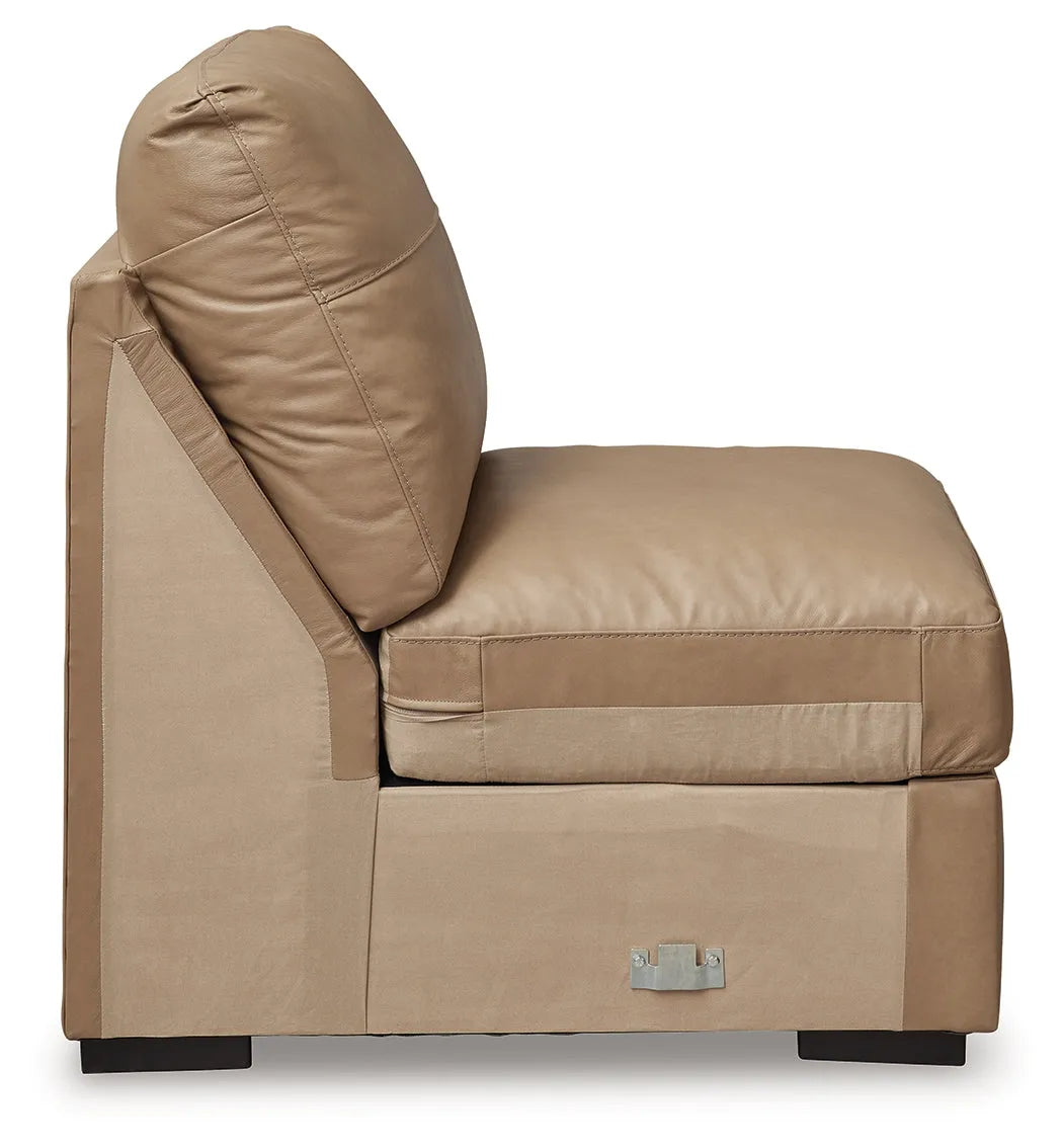 Bandon Toffee Armless Chair by Ashley at Eve Furniture
