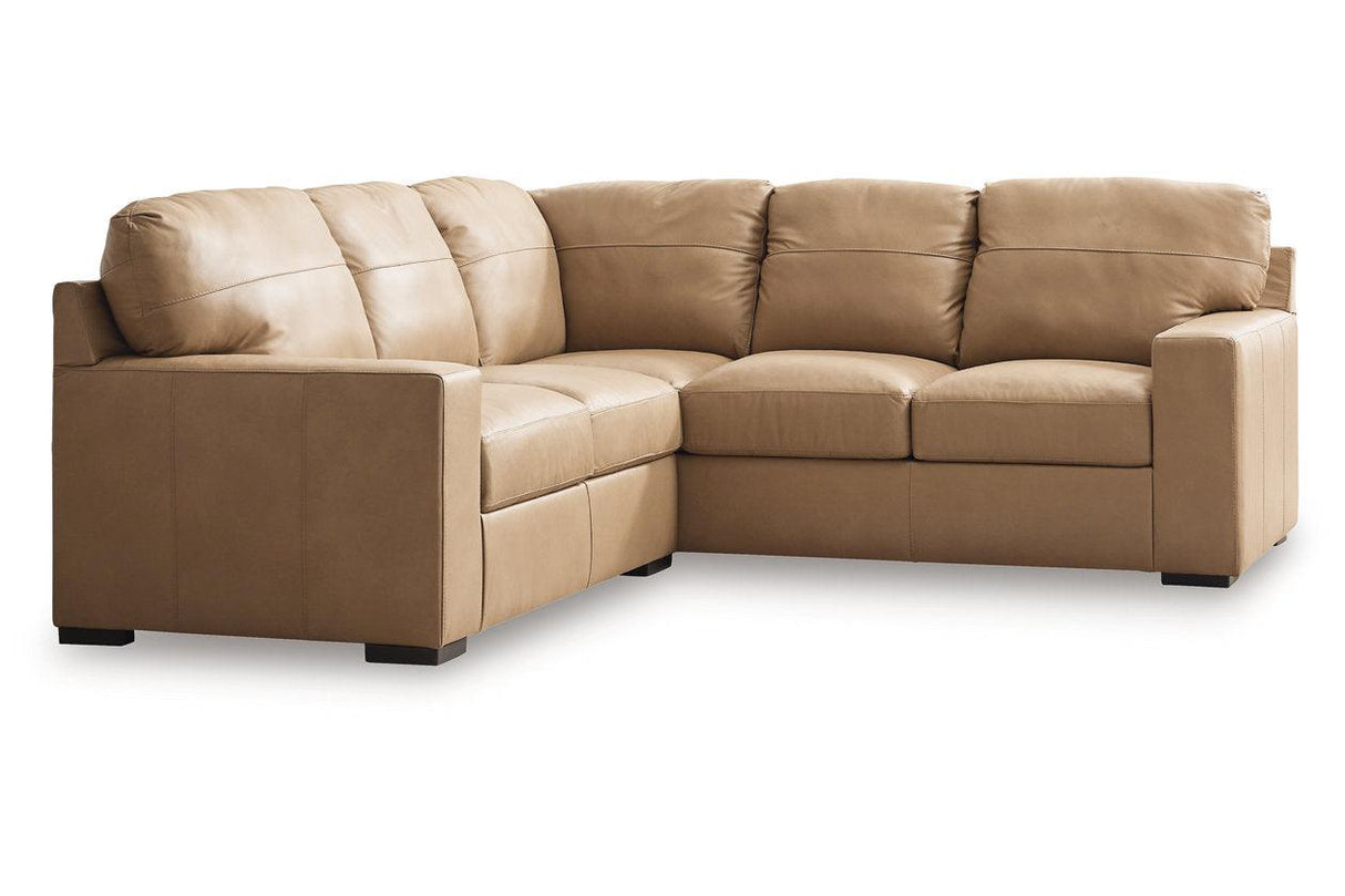 Bandon Toffee Leather 2-Piece Right Arm Facing RAF Sectional by Ashley at Eve Furniture