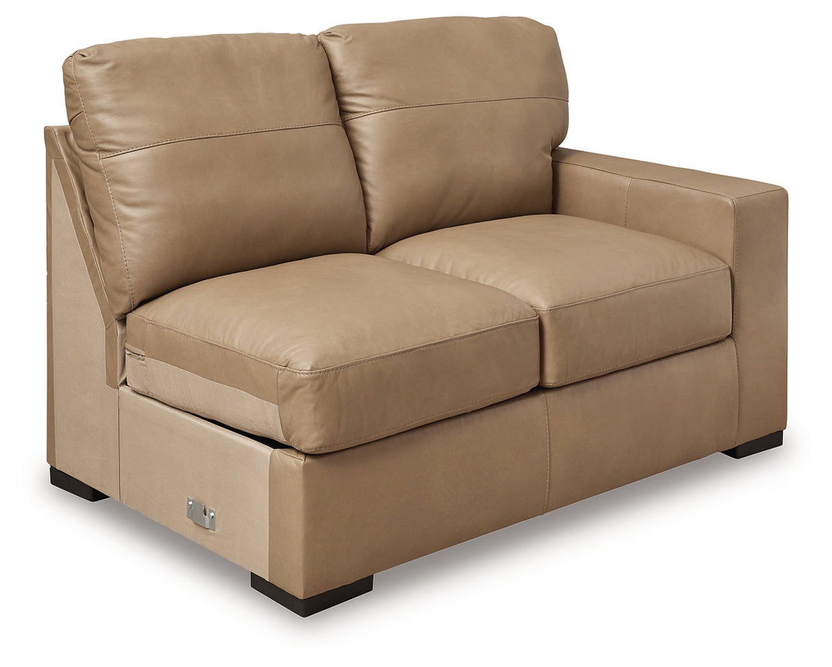 Bandon Toffee Leather 3-Piece Left Arm Facing Sectional by Ashley at Eve Furniture