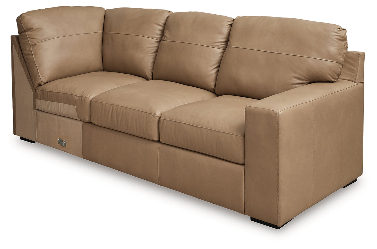 Bandon Toffee Leather 3-Piece Right Arm Facing RAF Sectional by Ashley at Eve Furniture