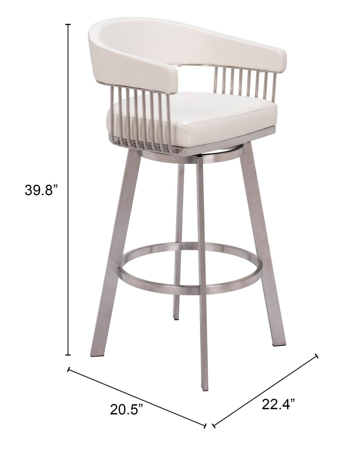 Bantry Swivel Barstool White by Zuomod at Eve Furniture