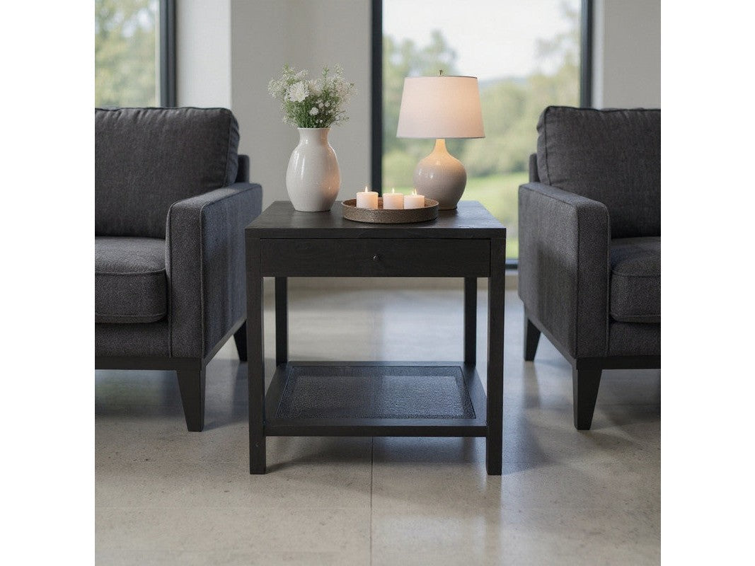 Barbados Black Cane End Table by Crestview at Eve Furniture