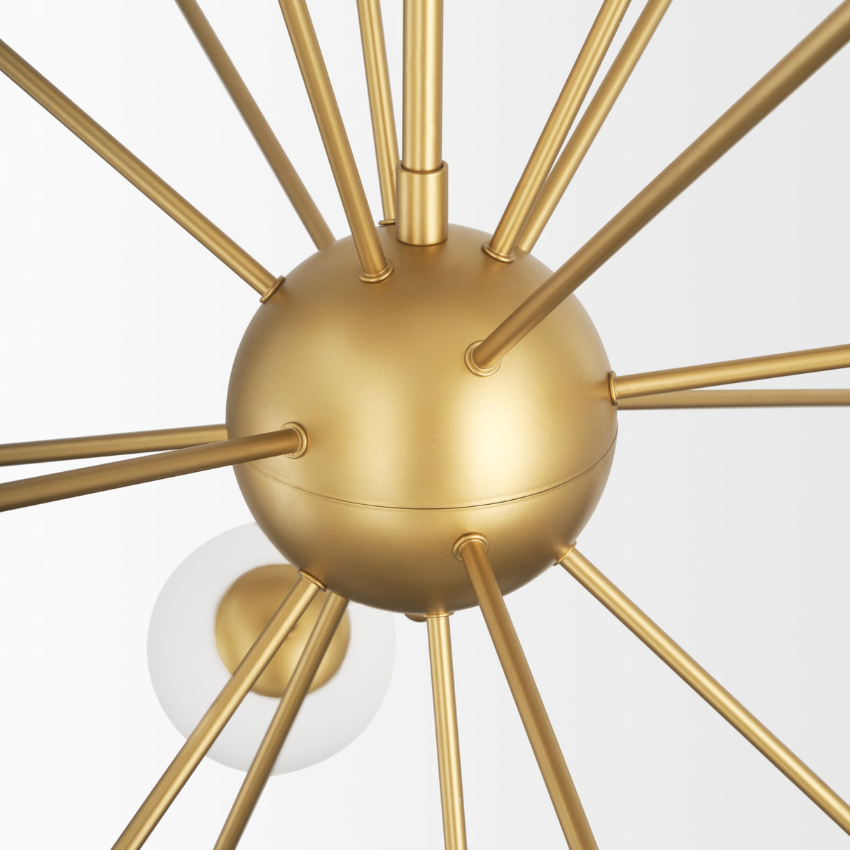 Barbara Brushed Gold Metal w/ Frosted Glass Globes 18-Light Chandelier by Mercana at Eve Furniture
