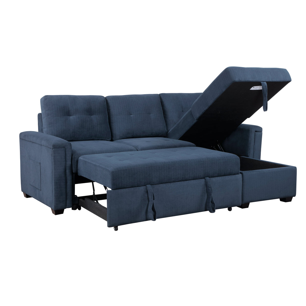 Barbara Navy Reversible Sectional with Hidden Storage and Pull-out Bed by Homelegance at Eve Furniture