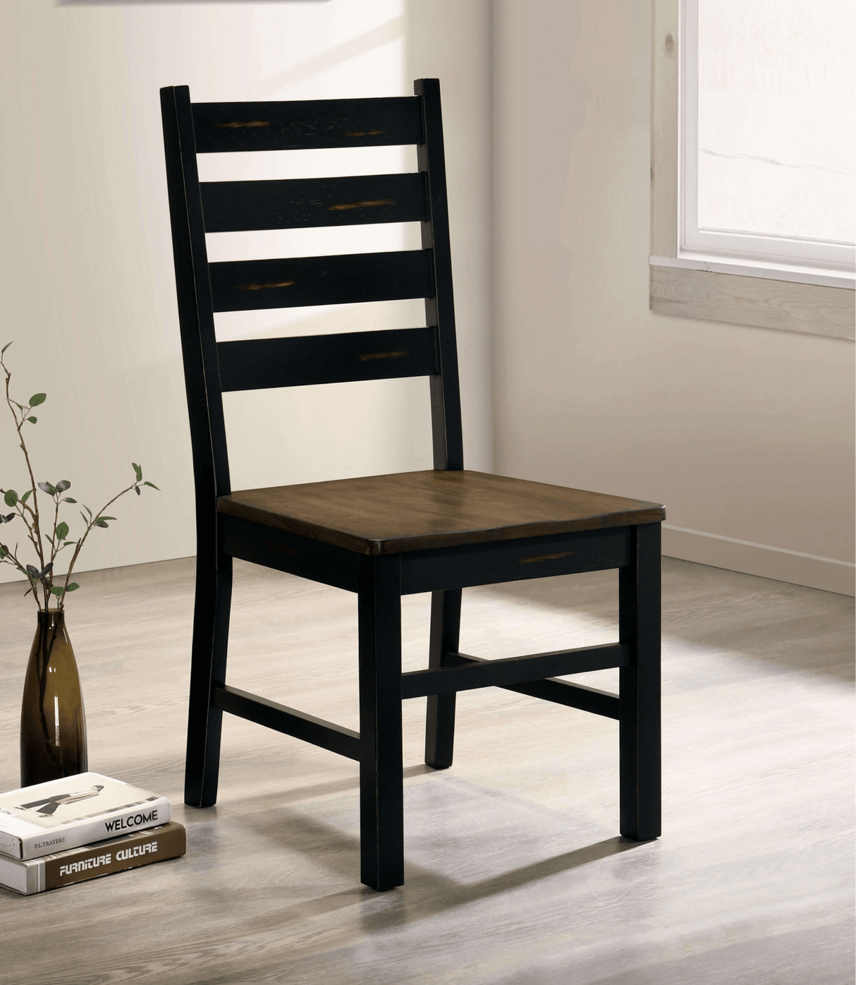 Barbary Black/Dark Oak Side Chair by Furniture of America at Eve Furniture