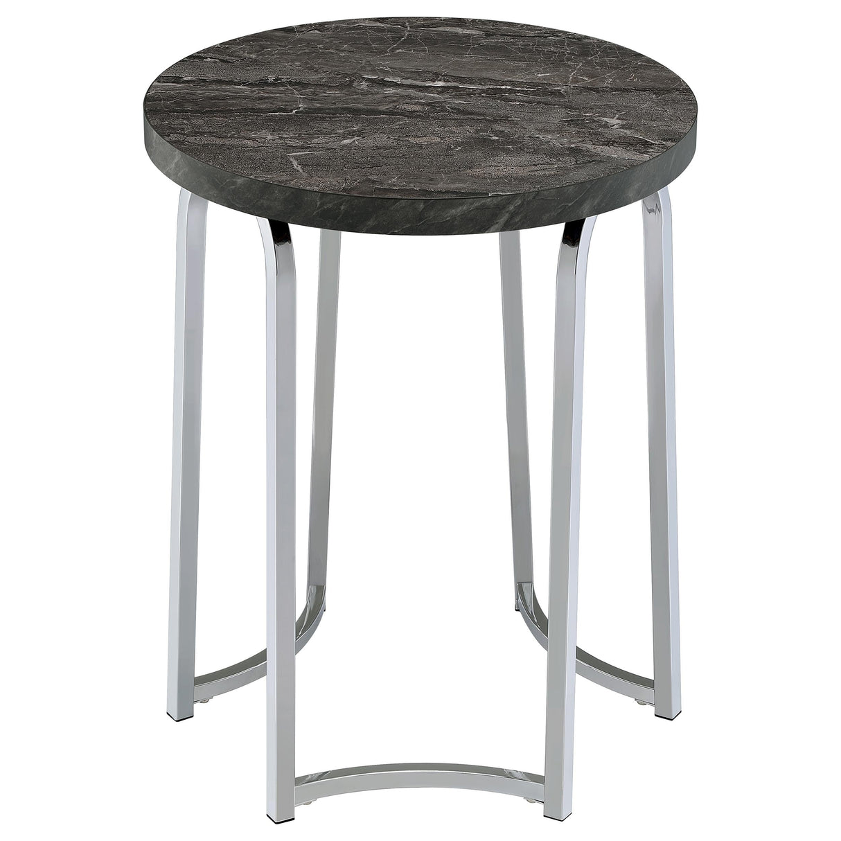 Barcelo Grey Round Faux Marble Top Metal Side Table by Coaster at Eve Furniture