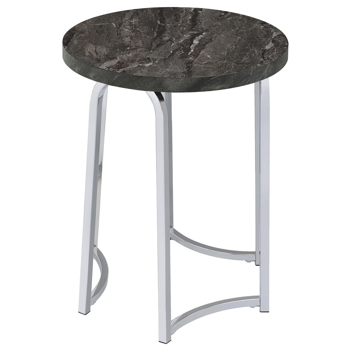 Barcelo Grey Round Faux Marble Top Metal Side Table by Coaster at Eve Furniture