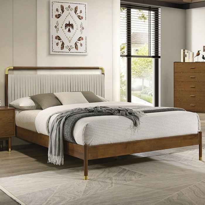 Bardot Walnut 5-Piece Queen Bedroom Set by Furniture of America at Eve Furniture