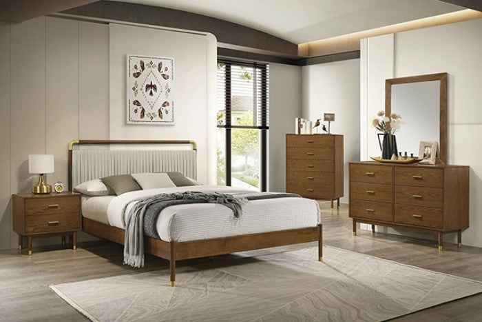 Bardot Walnut 5-Piece Queen Bedroom Set by Furniture of America at Eve Furniture