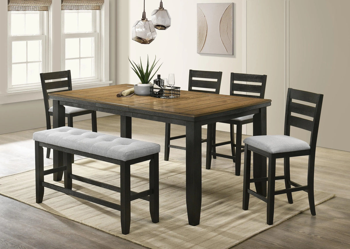 Bardstown Charcoal and Wheat Counter Height Dining Bench by Crown Mark at Eve Furniture