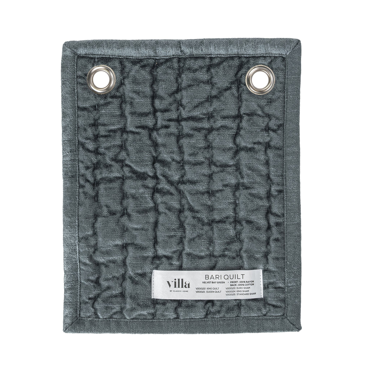 Bari Bay Green Velvet Quilt Collection by Classic Home at Eve Furniture