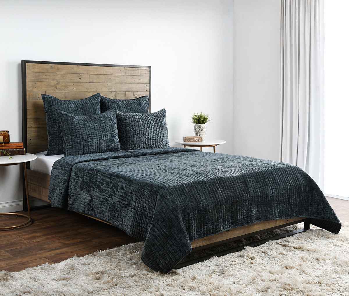 Bari Bay Green Velvet Quilt Collection by Classic Home at Eve Furniture