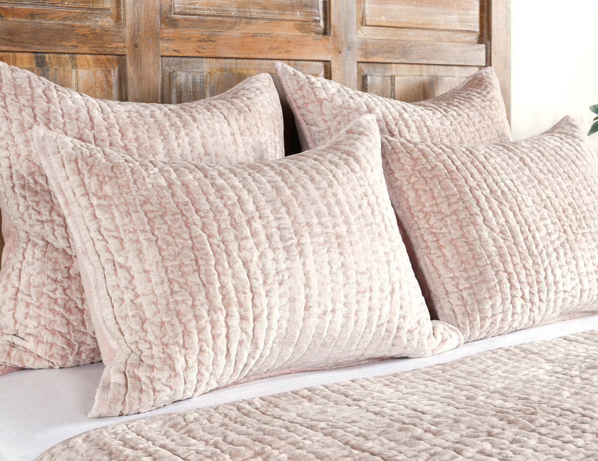 Bari Bliss Pink Velvet Quilt Collection by Classic Home at Eve Furniture