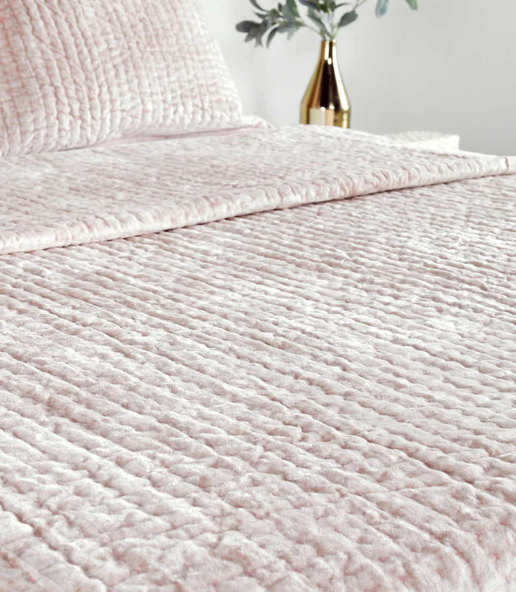 Bari Bliss Pink Velvet Quilt Collection by Classic Home at Eve Furniture