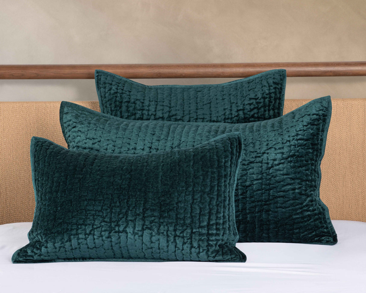 Bari Emerald Velvet Quilt Collection by Classic Home at Eve Furniture