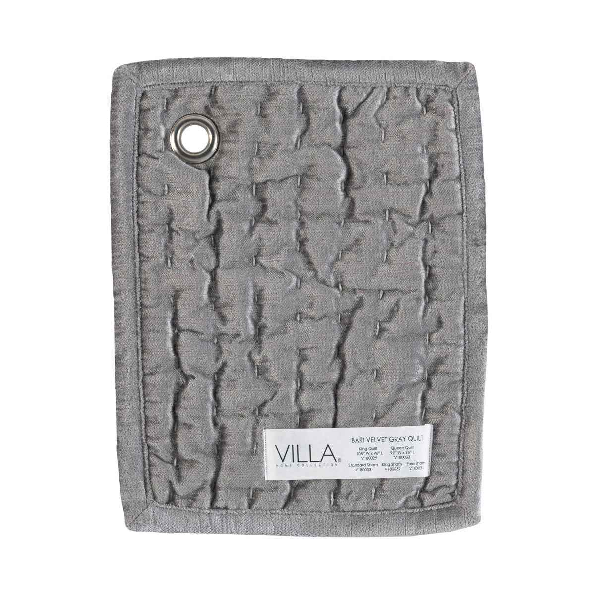 Bari Gray Velvet Quilt Collection by Classic Home at Eve Furniture