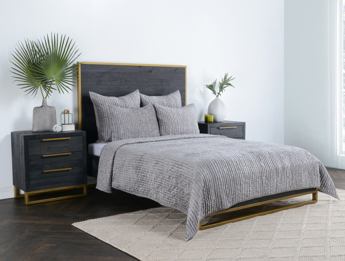 Bari Gray Velvet Quilt Collection by Classic Home at Eve Furniture