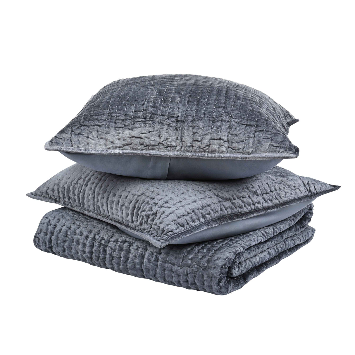 Bari Sea Fog Velvet Quilt Collection by Classic Home at Eve Furniture