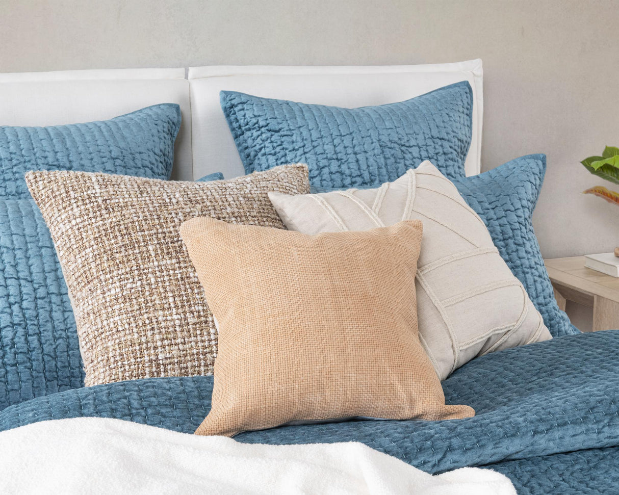 Bari Stone Blue Velvet Quilt Collection by Classic Home at Eve Furniture