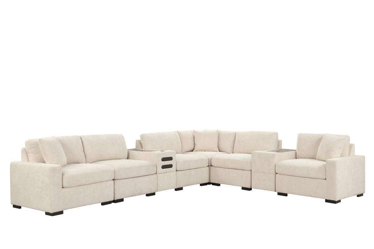 Barista Beige Performance Fabric Modular Sectional Set