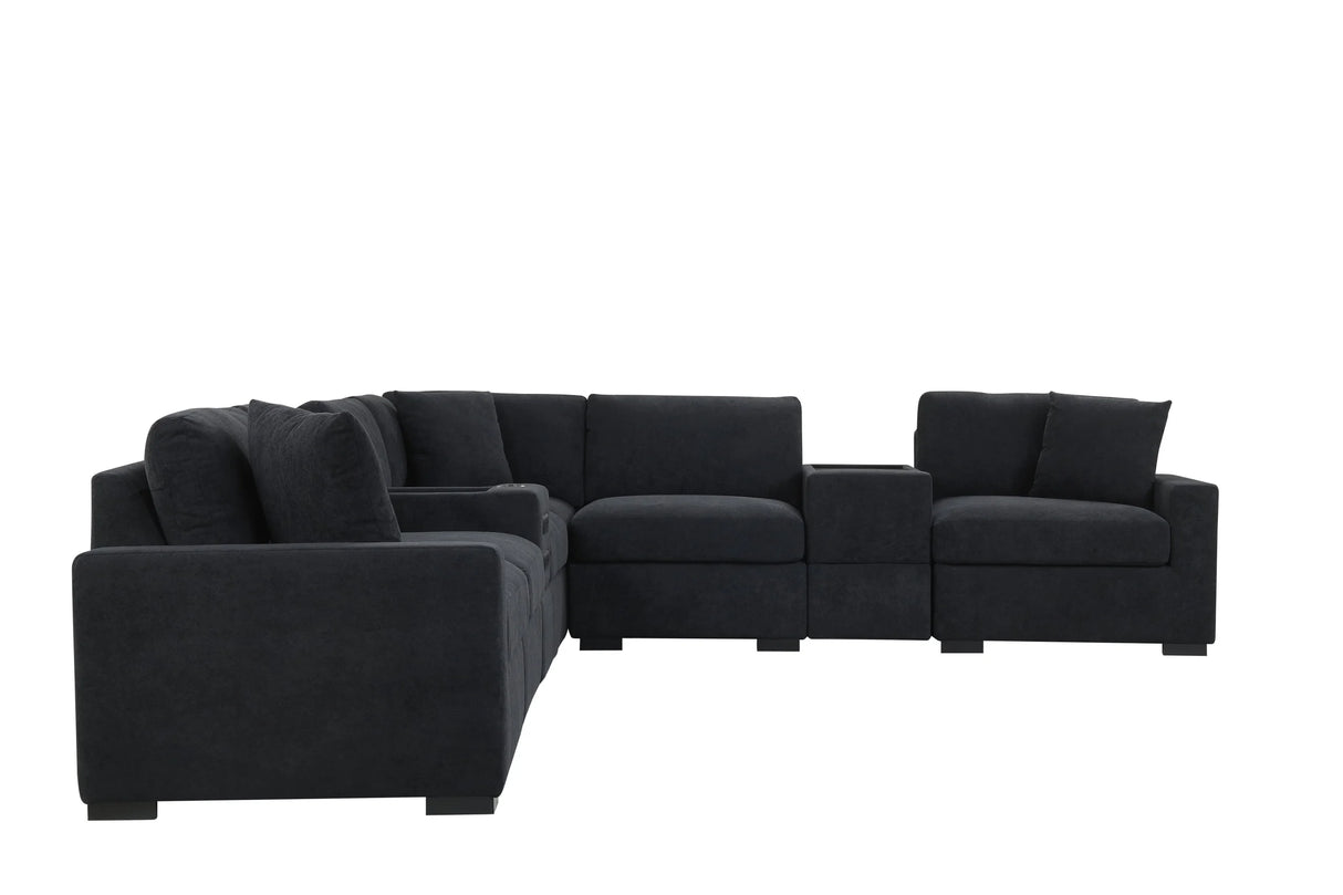 Barista Black 8-piece Performance Fabric Modular Sectional Set