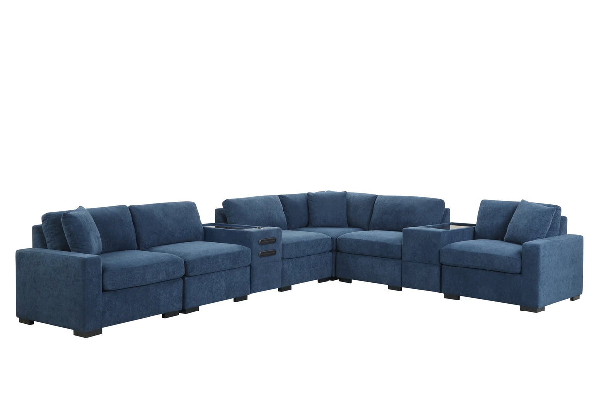 Barista Blue 8-piece Performance Fabric Modular Sectional Set