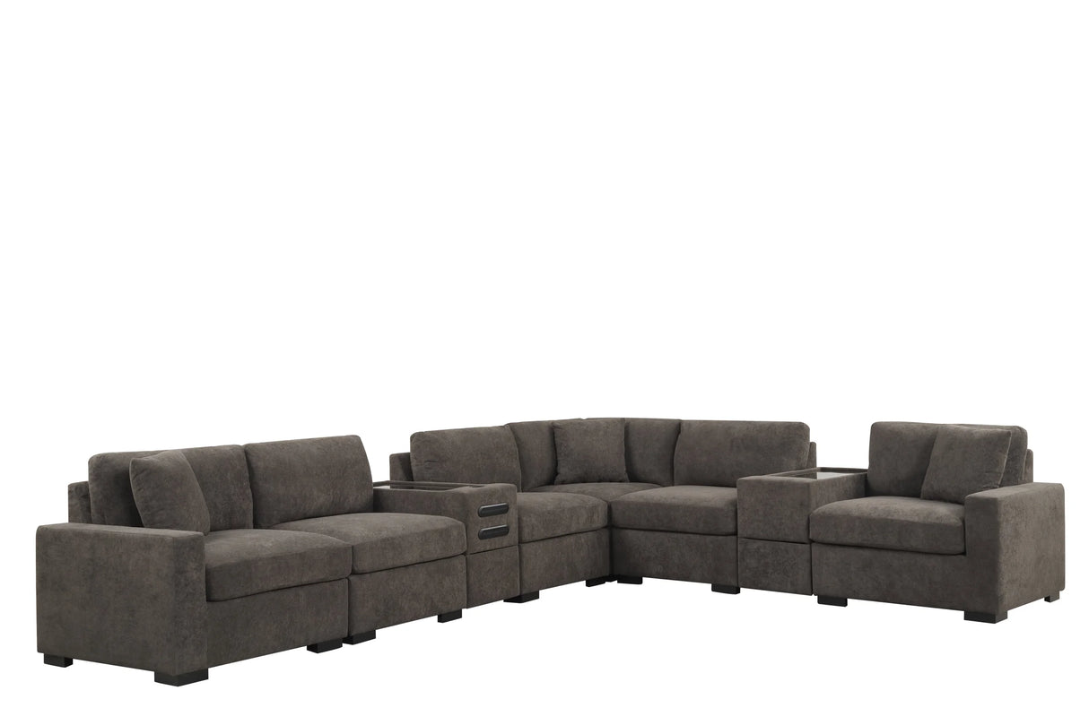 Barista Chocolate 8-Piece Performance Fabric Modular Sectional Set