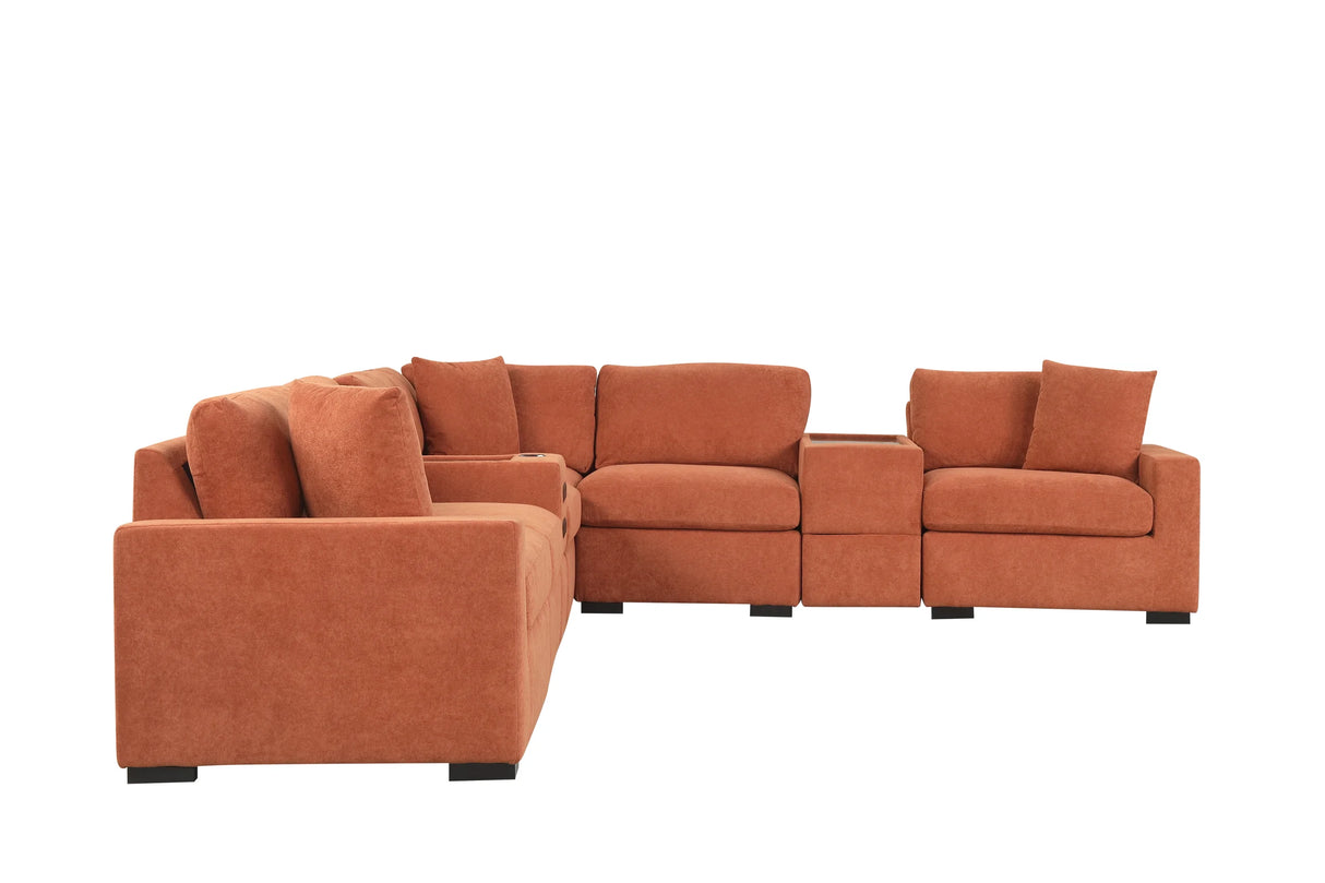Barista Rust 8-piece Performance Fabric Modular Sectional Set by Happy Homes at Eve Furniture