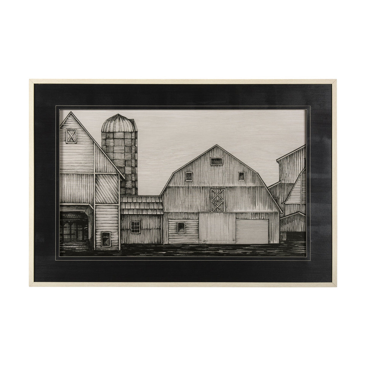 Barn Buildings I by CV a Hand Embellished Textured Framed Art Print Matted under Glass by Mercana at Eve Furniture