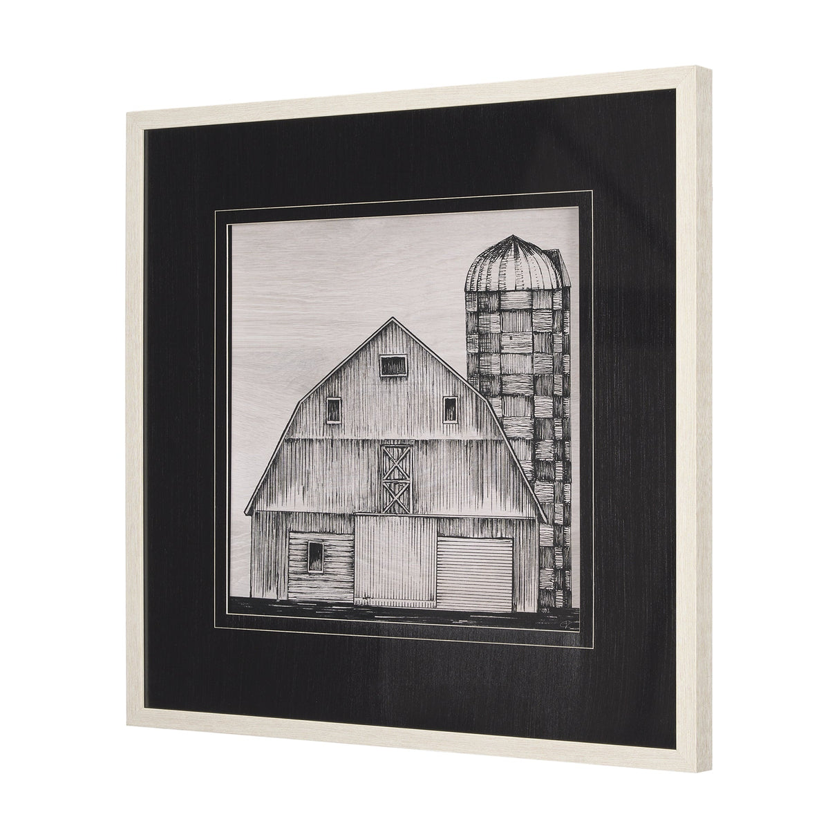 Barn Buildings II by Mercana Studio a Hand Embellished Textured Framed Art Print Matted under Glass by Mercana at Eve Furniture