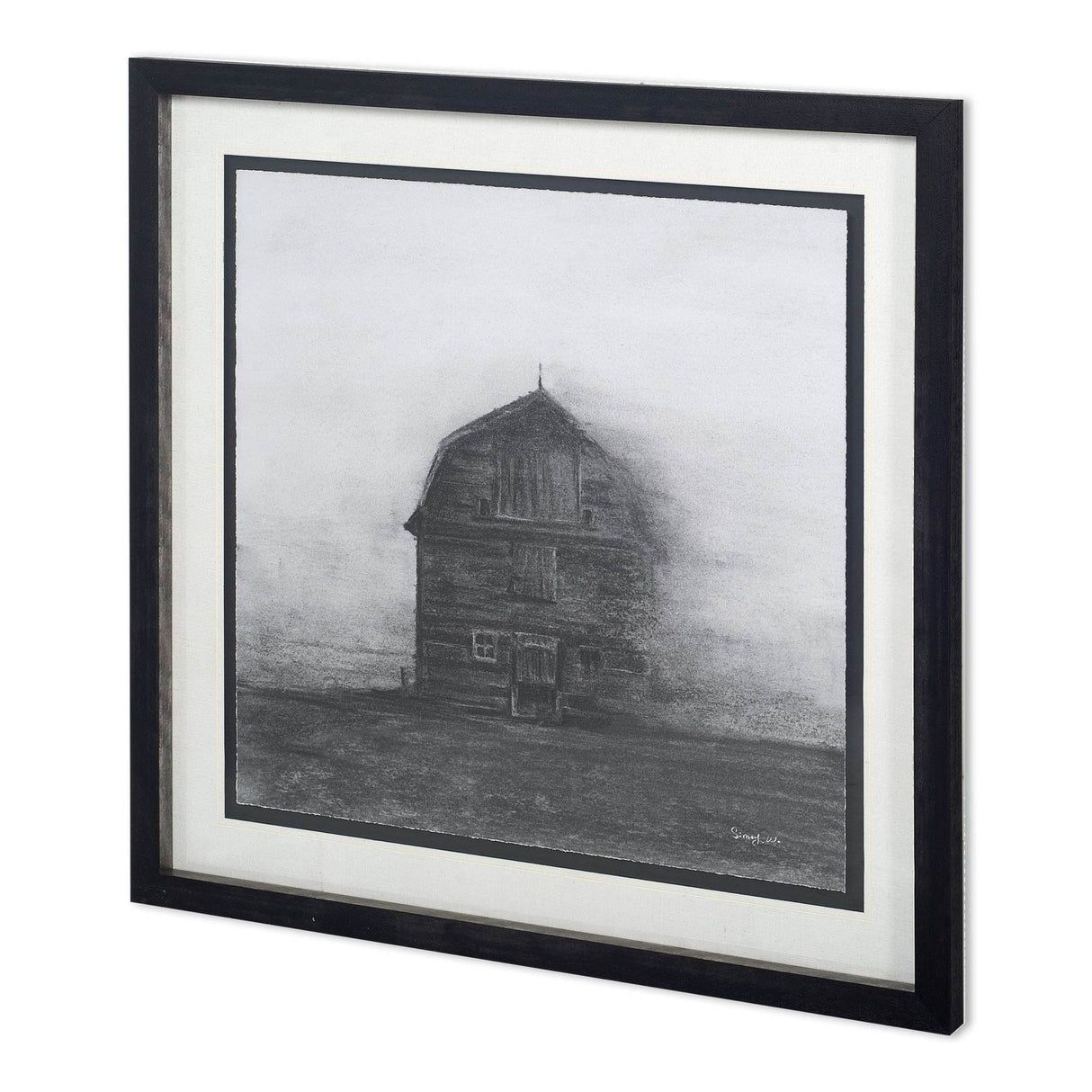 Barn House in Wind I by Mercana Studio Hand Embellished Textured Framed Art Print Matted under Glass by Mercana at Eve Furniture