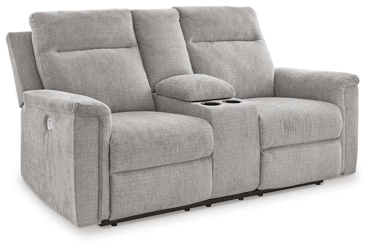 Barnsana Ash Power Reclining Loveseat with Console by Ashley at Eve Furniture