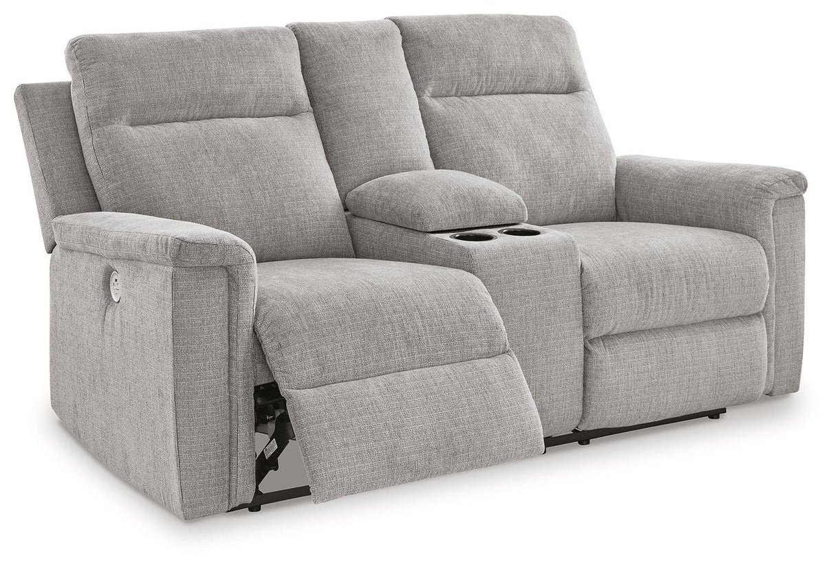 Barnsana Ash Power Reclining Loveseat with Console by Ashley at Eve Furniture