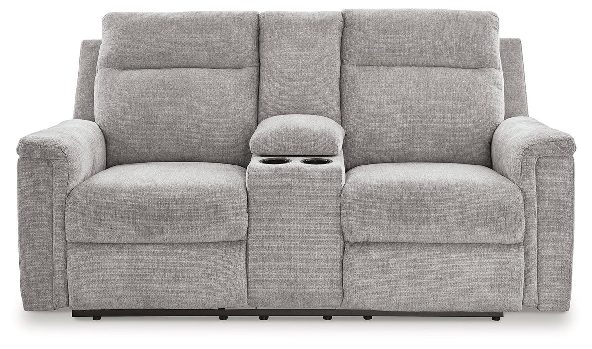 Barnsana Ash Power Reclining Loveseat with Console by Ashley at Eve Furniture