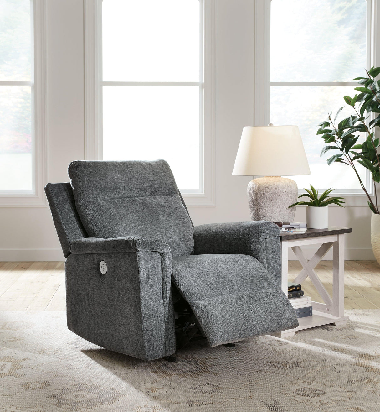 Barnsana Gravel Power Recliner by Ashley at Eve Furniture