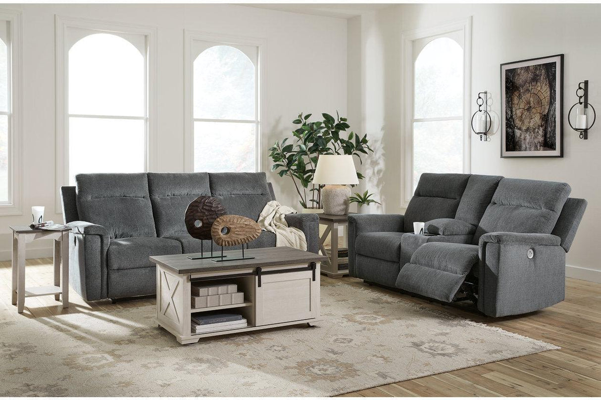Barnsana Gravel Power Reclining Sofa and Loveseat by Ashley at Eve Furniture