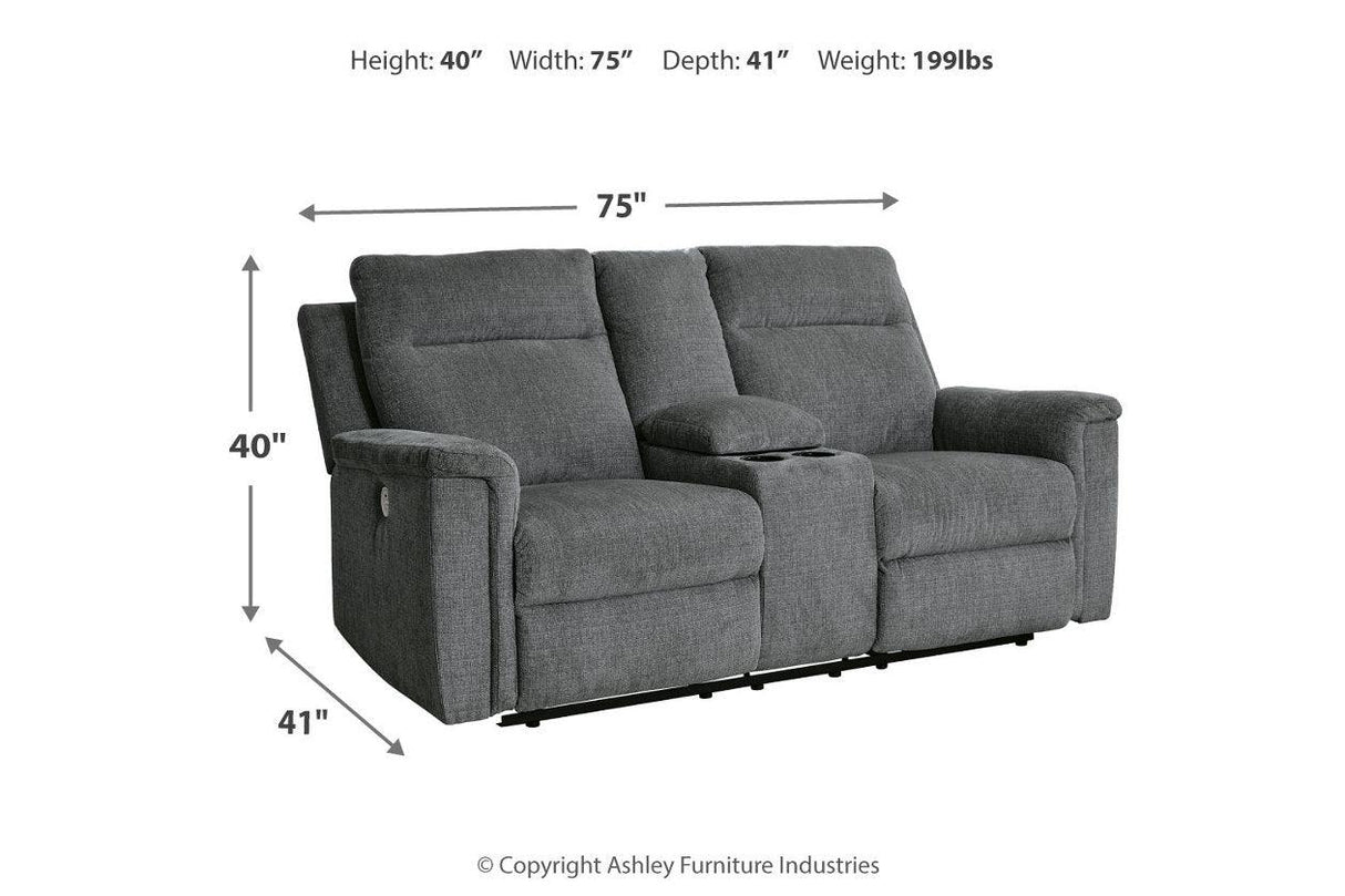 Barnsana Gravel Power Reclining Sofa, Loveseat and Recliner by Ashley at Eve Furniture