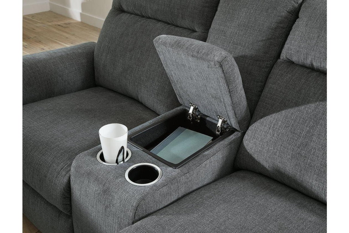 Barnsana Gravel Power Reclining Sofa, Loveseat and Recliner by Ashley at Eve Furniture