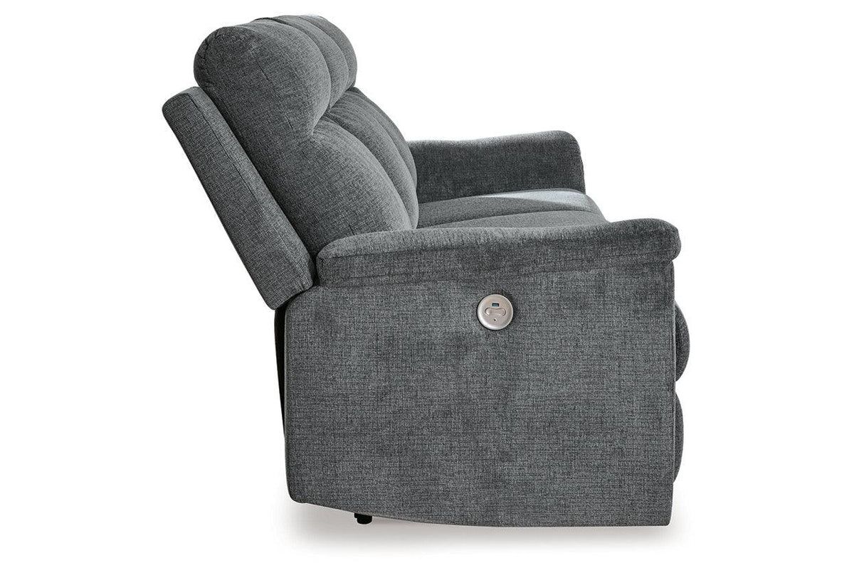 Barnsana Gravel Power Reclining Sofa, Loveseat and Recliner by Ashley at Eve Furniture