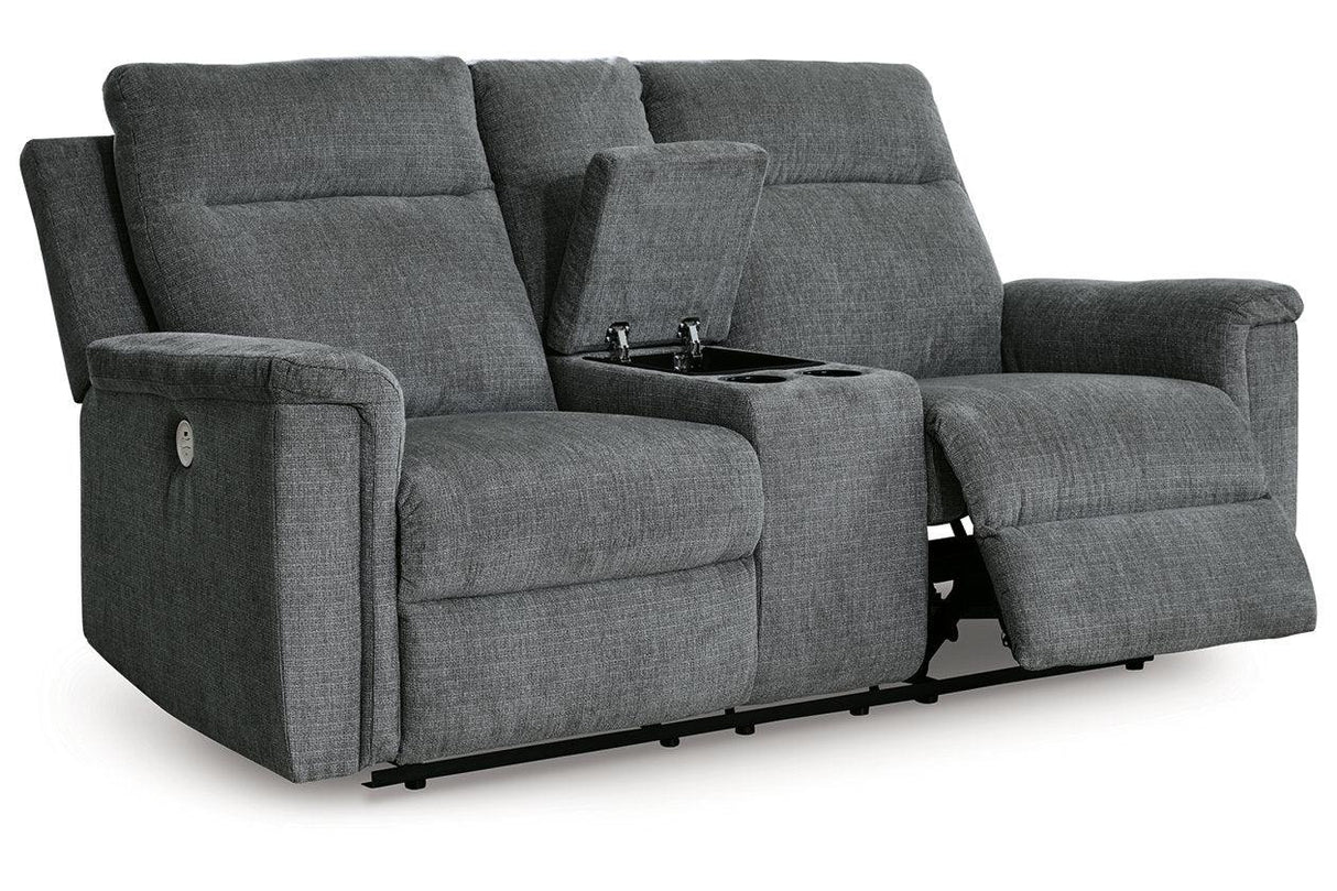 Barnsana Gravel Power Reclining Sofa, Loveseat and Recliner by Ashley at Eve Furniture
