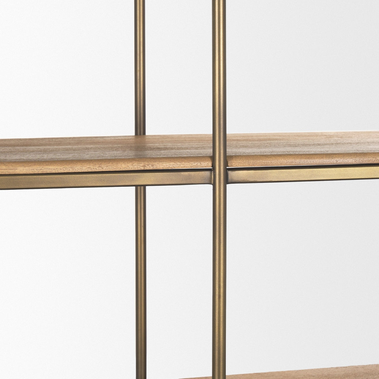 Baron 4-Door Light Brown Wood w/ Gunmetal Open Shelving Unit by Mercana at Eve Furniture