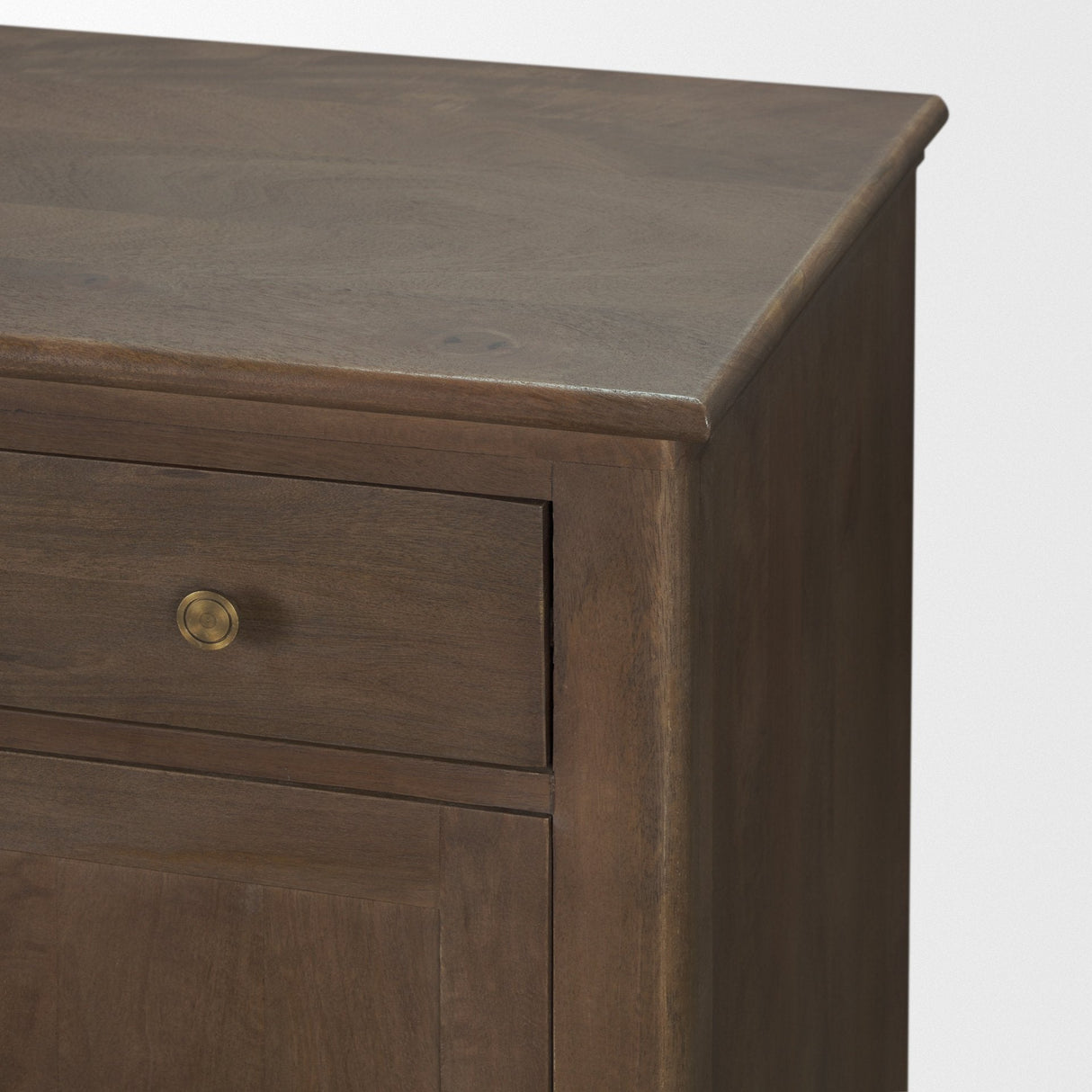 Baron Dark Brown Solid Wood w/ Antiqued Aged Brass Knobs 3-Drawer 6-Door Sideboard by Mercana at Eve Furniture