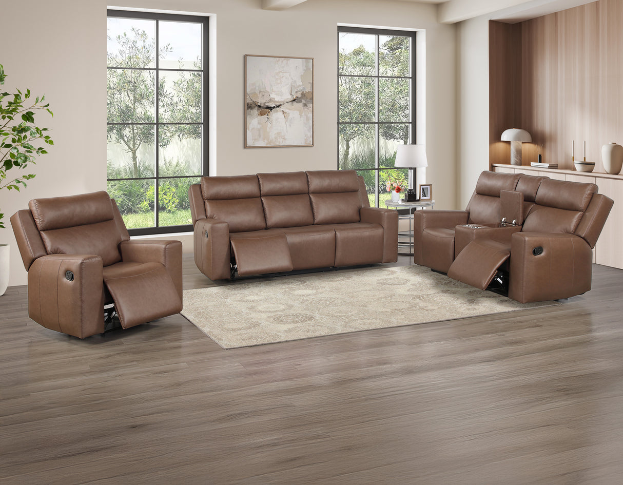Barron Brown 3-Piece Manual Reclining Living Room Set by Steve Silver at Eve Furniture